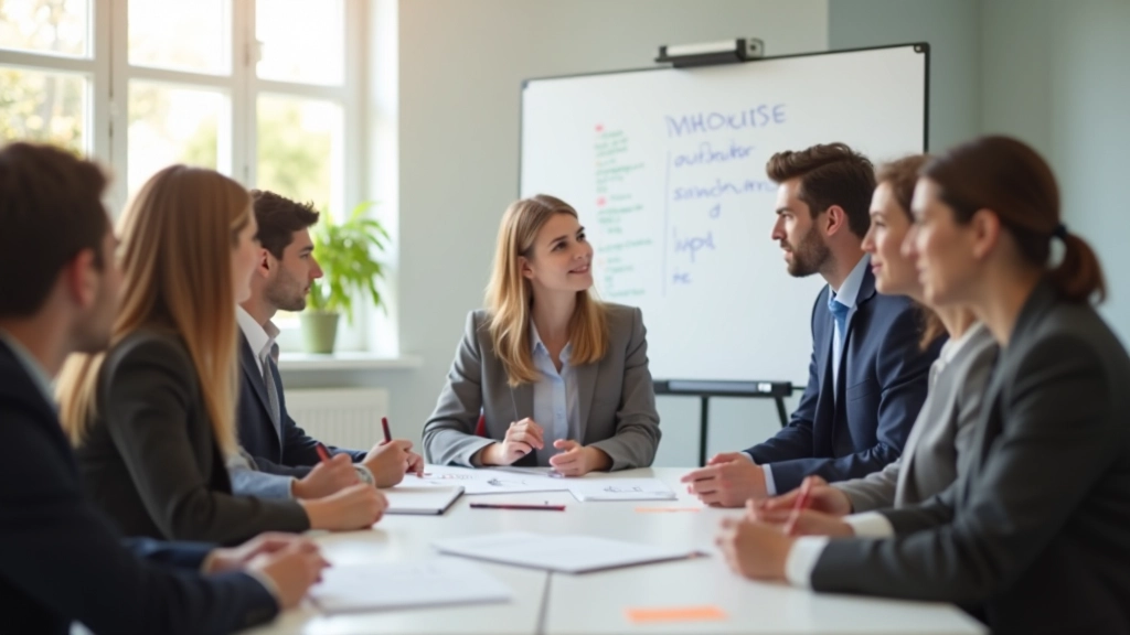 Ambiente de aprendizagem criativa com pessoas colaborando em discussão de ideias