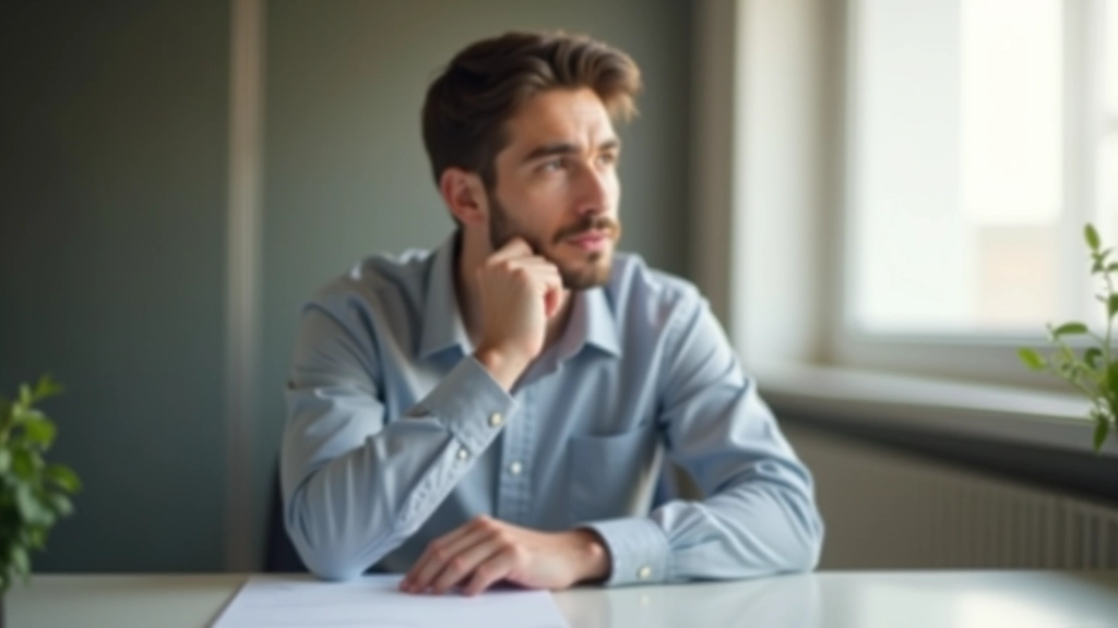 Pessoa em postura pensativa refletindo sobre decisões e preconceitos cognitivos